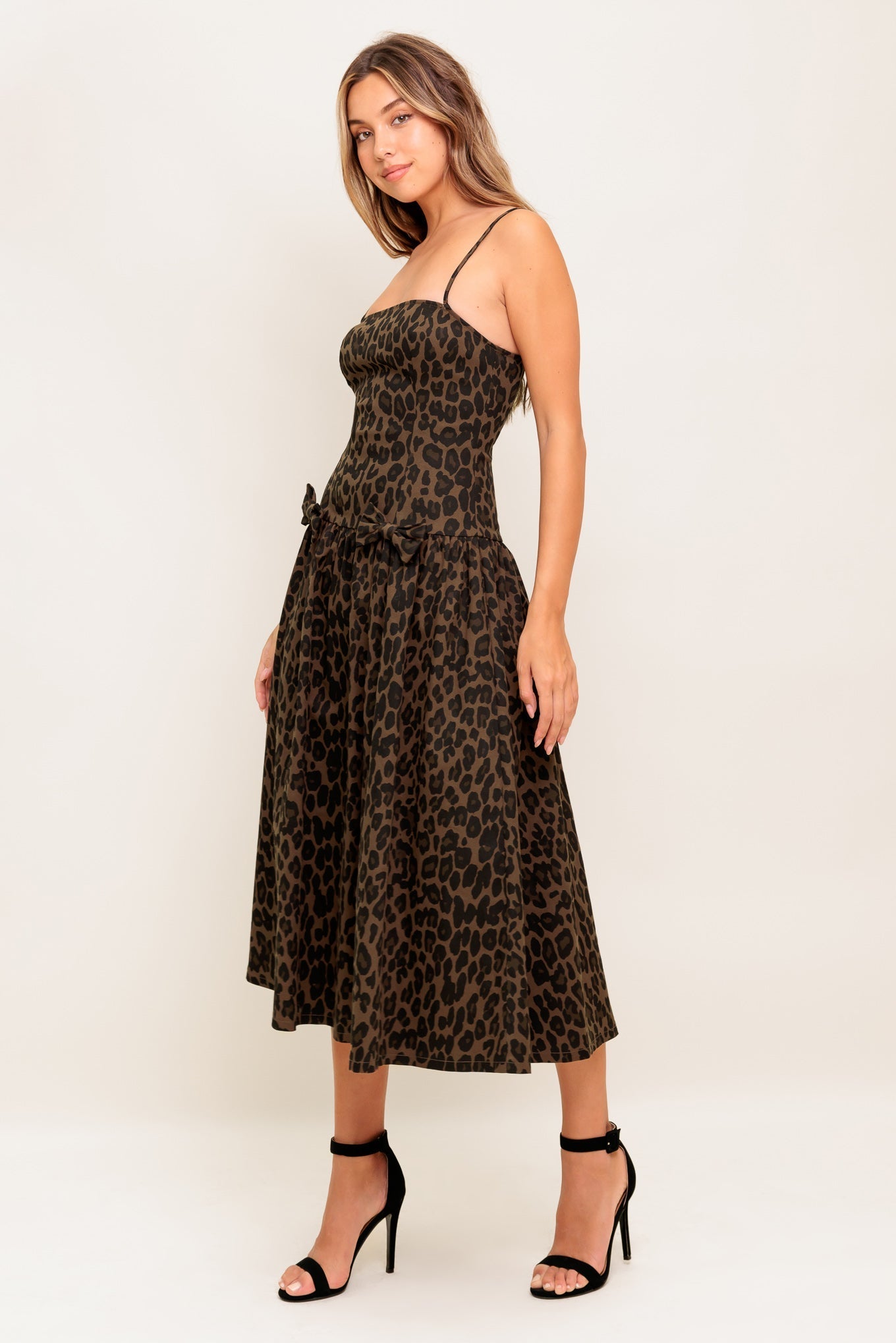 WALK SOFT, STRIKE STRONG LEOPARD WOVEN MIDI DRESS Flying Tomato